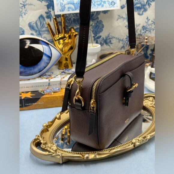 🆕 OROTON 🧿 NWOT Dylan Camera Crossbody Bag, Brown Bear Calfskin Leather - Picture 5 of 14